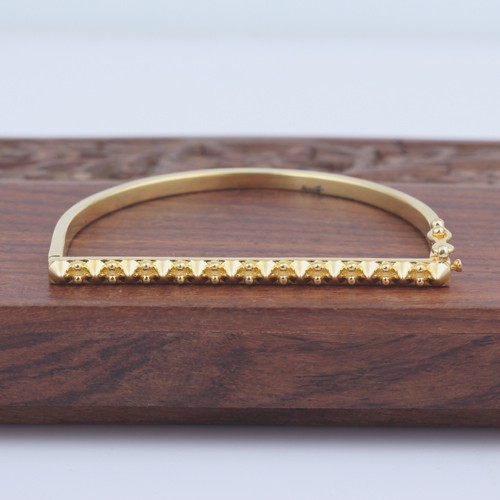 925 Silver D Shape Spike Bangle With Yellow Gold Plating - Image 1