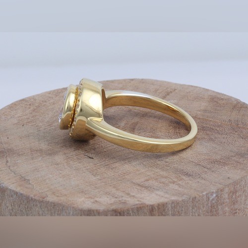 925 Silver White Zircon Cocktail Ring With Yellow Gold Plating - Image 3