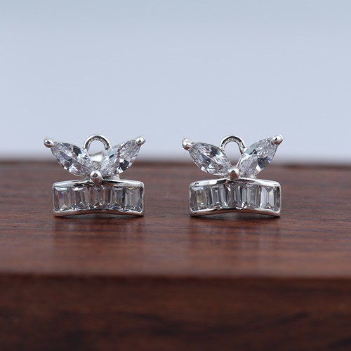 925 Silver White Zircon Marquise And Baguette Stud Earring - Image 1