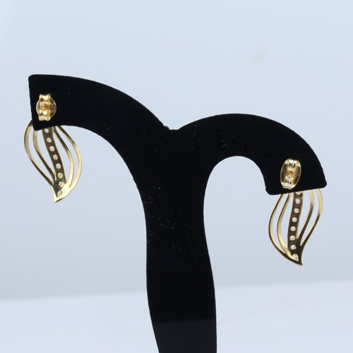 925 Silver White Zircon Earring With Yellow Gold Plating - Image 4