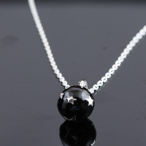 925 Silver Black Onyx Ball Pendant With Silver Plating - Image 3