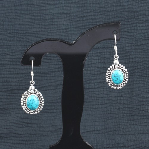 925 Silver Turquoise Ear wire Earring - Image 1
