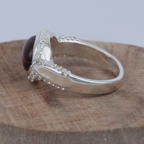 925 Silver Classic Ring With Pink Tourmaline And White Zircon - Image 2