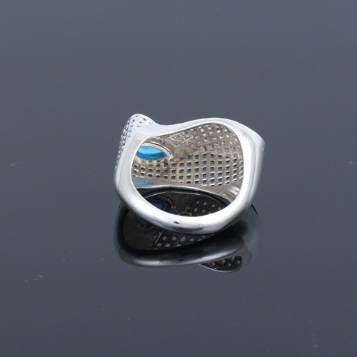 925 Silver Blue Apatite Cross Jali Ring - Image 4