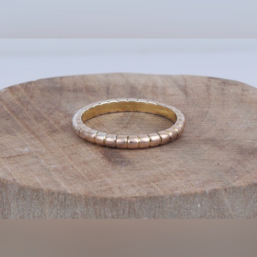 925 Silver Plain Snake Skin Type Ring With Yellow Gold Plating - Image 1