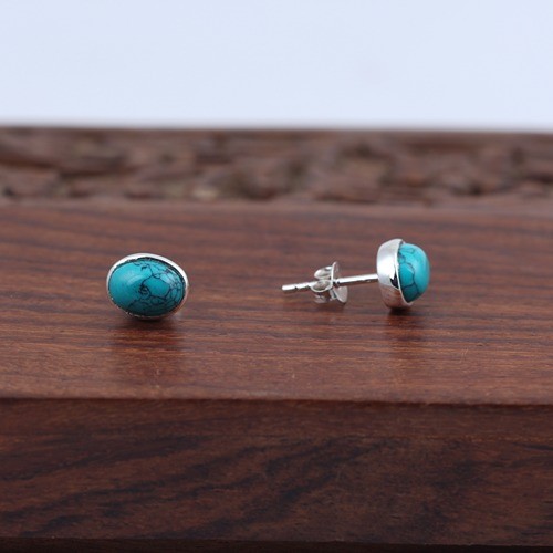 925 Silver trendy Turquoise Stud Earring - Image 3