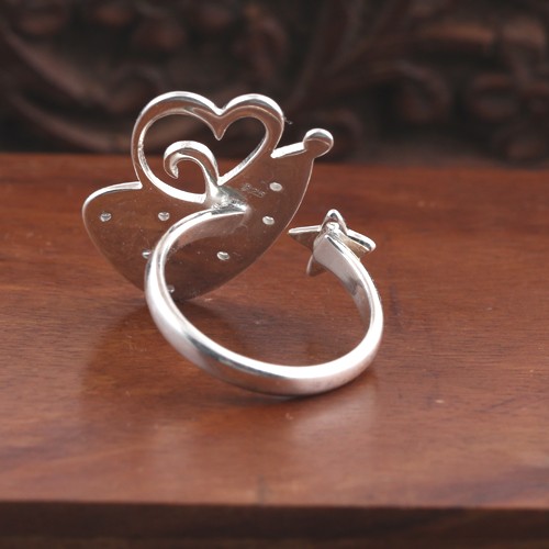 925 Silver Fancy Heart And Star Zircon Ring - Image 4