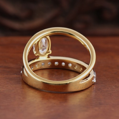 925 Silver Fancy Zircon Ring With Yellow Gold Plating - Image 4