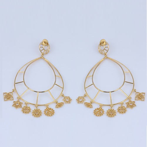 925 Silver Plain Big Size Earring With Yellow Gold Plating - Image 1