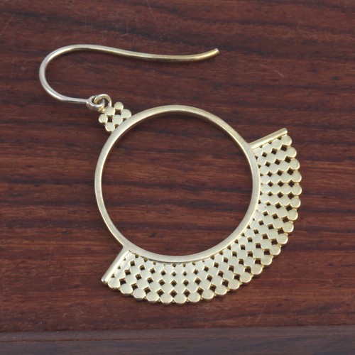 925 Silver Plain Dangle Earring With 14K Yellow Gold Plating - Image 4