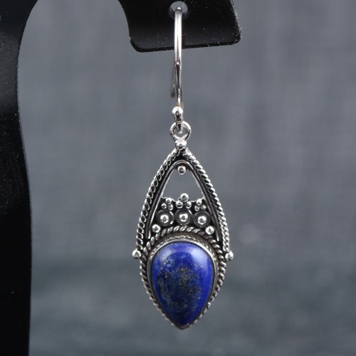 925 Silver Lapis Pear Earring - Image 3