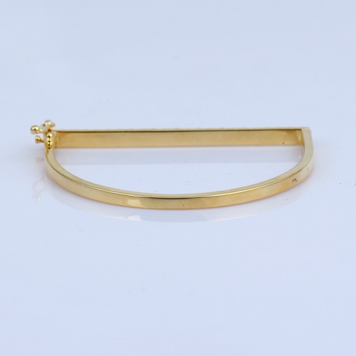 925 Silver D Shape Spike Bangle With Yellow Gold Plating - Image 4