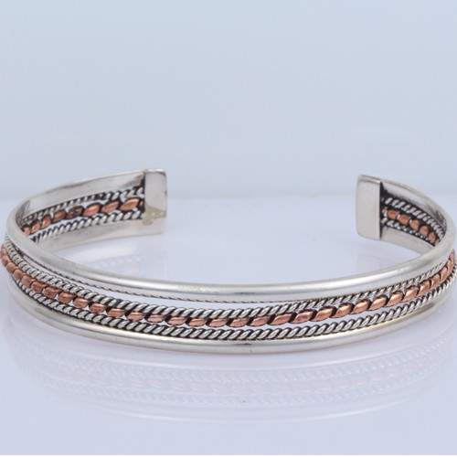 925 Silver Twisted Wire Plain Bangle Two Tone - Image 2