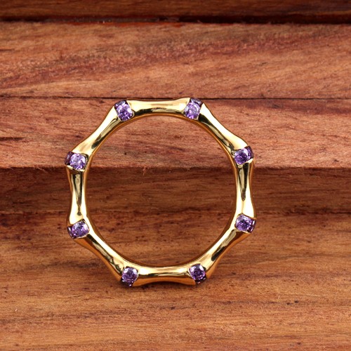 925 Silver Tanzanite Band Ring With Yellow Gold Plating - Image 3