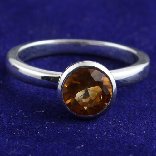 925 Silver Citrine Solitaire Ring - Image 3