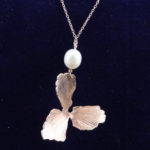 925 Silver Pendant With Pearl With Rose Gold Plating - Image 1