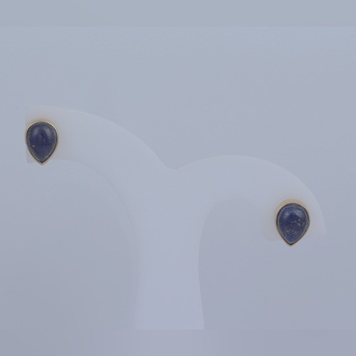 925 Silver Lapis Stud Earring With Yellow Gold Plating - Image 3