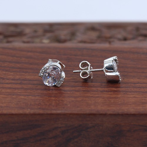 925 Silver Fancy Designer White Zircon Stud Earring - Image 2