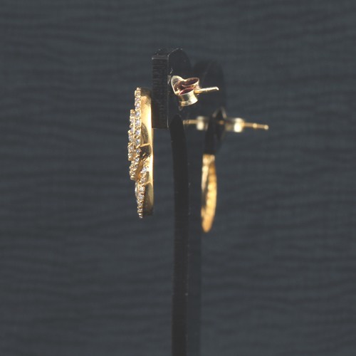 925 Silver Sea Shell White Zircon Earring With Yellow Gold Plating - Image 4