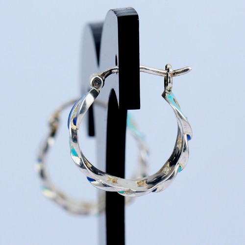 925 Silver Plain Huggee Enamel Earring  With Yellow Gold Plating - Image 4