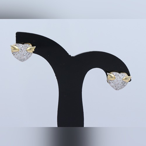 925 Silver Birdy Owl Shape Stud Earring With Yellow Gold Plating - Image 3