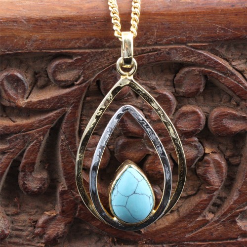925 Silver Turquoise Necklace With yellow Gold And Silver Plating - Image 3