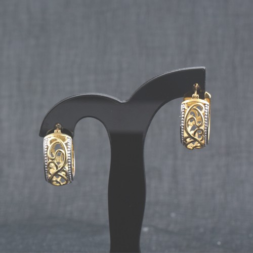 925 Silver Plain Earring With Yellow Gold Plating - Image 4