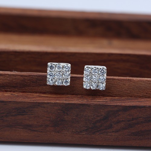 925 Silver White Zircon Square Shape Stud Earring - Image 1