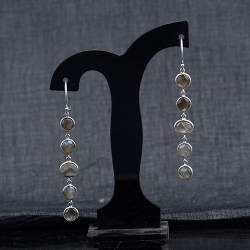 925 Silver Link Bezel Set Earring With Labradorite - Image 2