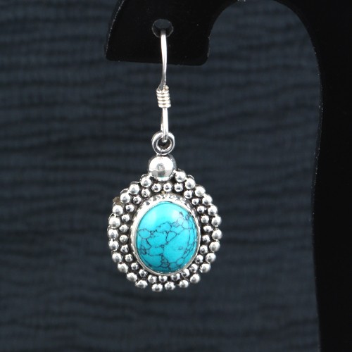 925 Silver Turquoise Ear wire Earring - Image 2