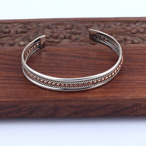 925 Silver Twisted Wire Plain Bangle Two Tone - Image 3
