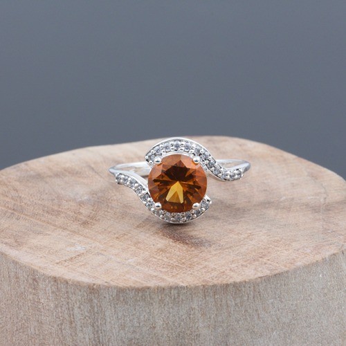925 Silver Citrine And White Zircon Cocktail Ring - Image 1