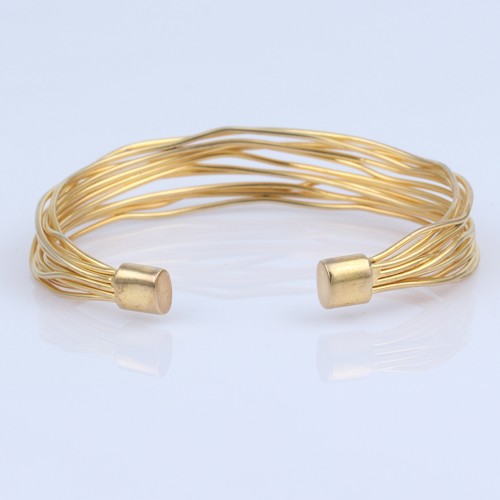 925 Silver Plain Wire Bangle With Yellow Gold Plating - Image 4