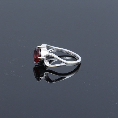 925 Silver Red Garnet Fancy Solitaire Ring - Image 3