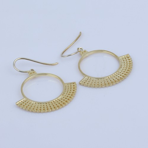 925 Silver Plain Dangle Earring With 14K Yellow Gold Plating - Image 1