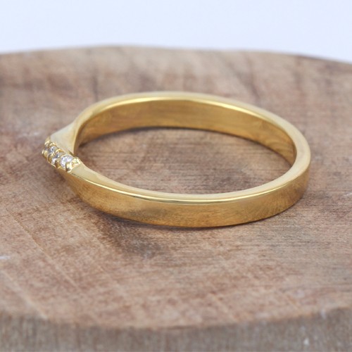 925 Silver White Zircon Band Ring With Yellow Gold Plating - Image 3