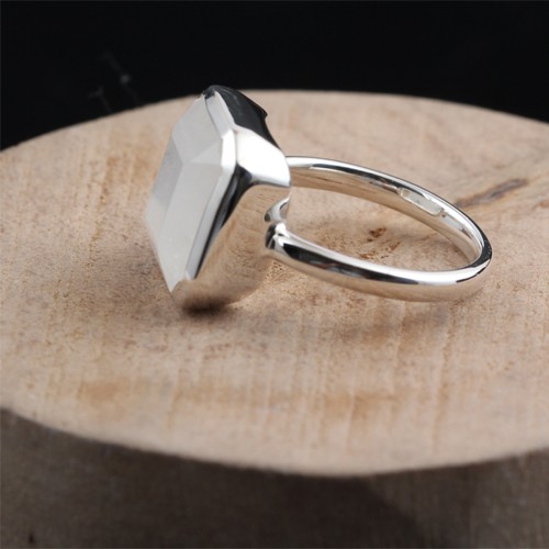 925 Silver Rainbow Moonstone Octagon Ring - Image 3