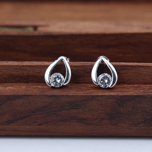 925 Silver White Zircon Fancy Shape Stud Earring - Image 1