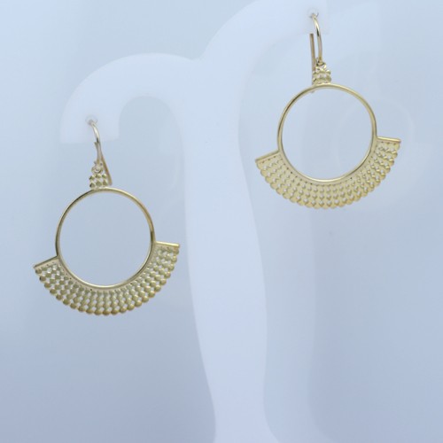 925 Silver Plain Dangle Earring With 14K Yellow Gold Plating - Image 2