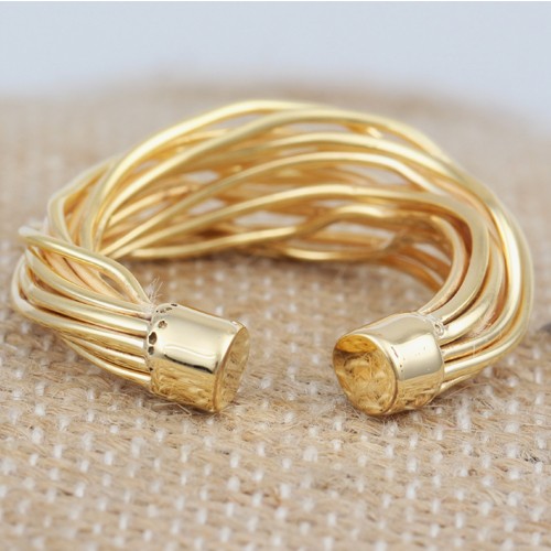925 Silver Plain Fancy Wire Ring With Yellow Gold Plating - Image 3