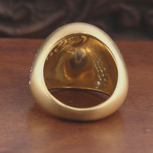 925 Silver Bold Look Ring With Yellow Gold Plating - Image 3