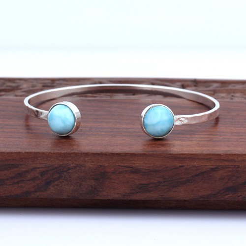 925 Silver Larimar Cuff Bangle - Image 1