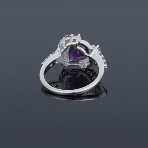 925 Silver Amethyst And White Zircon Cocktail Ring - Image 3