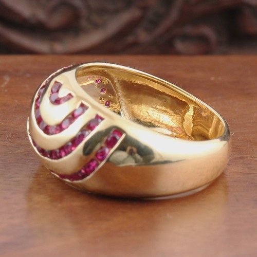 925 Silver Bolded Pink Zircon Ring With Yellow Gold Plating - Image 2