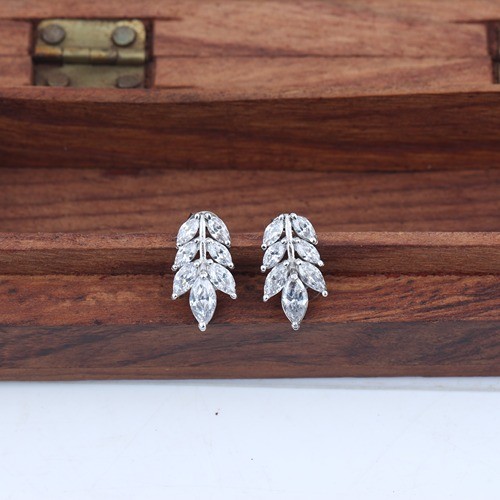 925 Silver White Zircon Marquise Stud Earring - Image 2