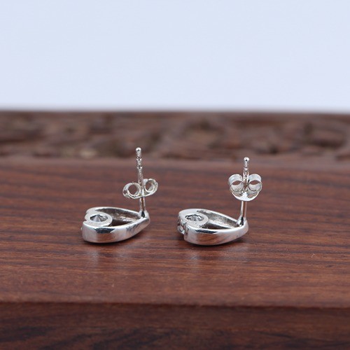 925 Silver White Zircon Fancy Shape Stud Earring - Image 4