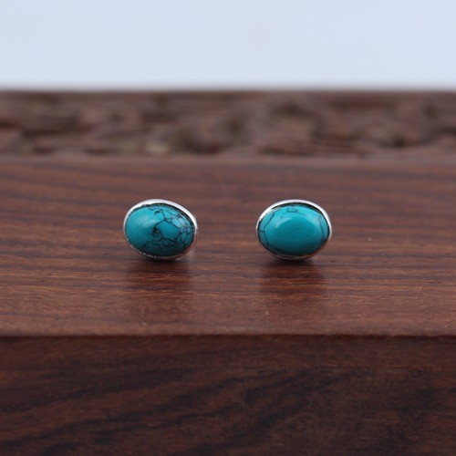 925 Silver trendy Turquoise Stud Earring - Image 1
