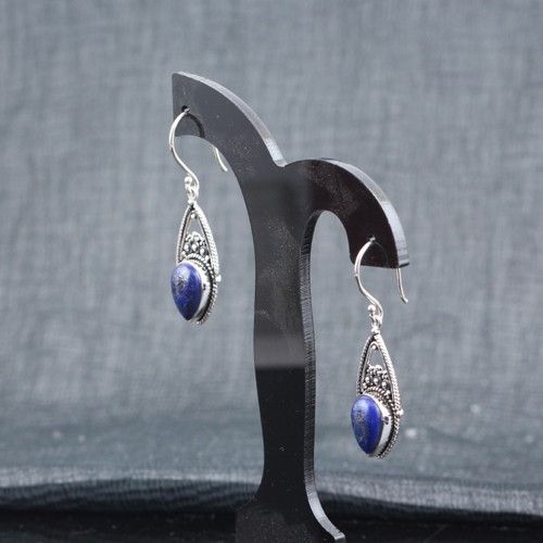 925 Silver Lapis Pear Earring - Image 2