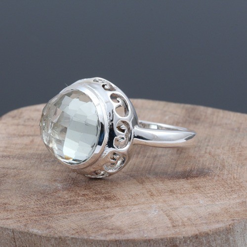 925 Silver Green Amethyst Solitaire Ring - Image 1
