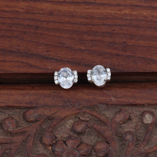 925 Silver Fancy Designer White Zircon Stud Earring - Image 4